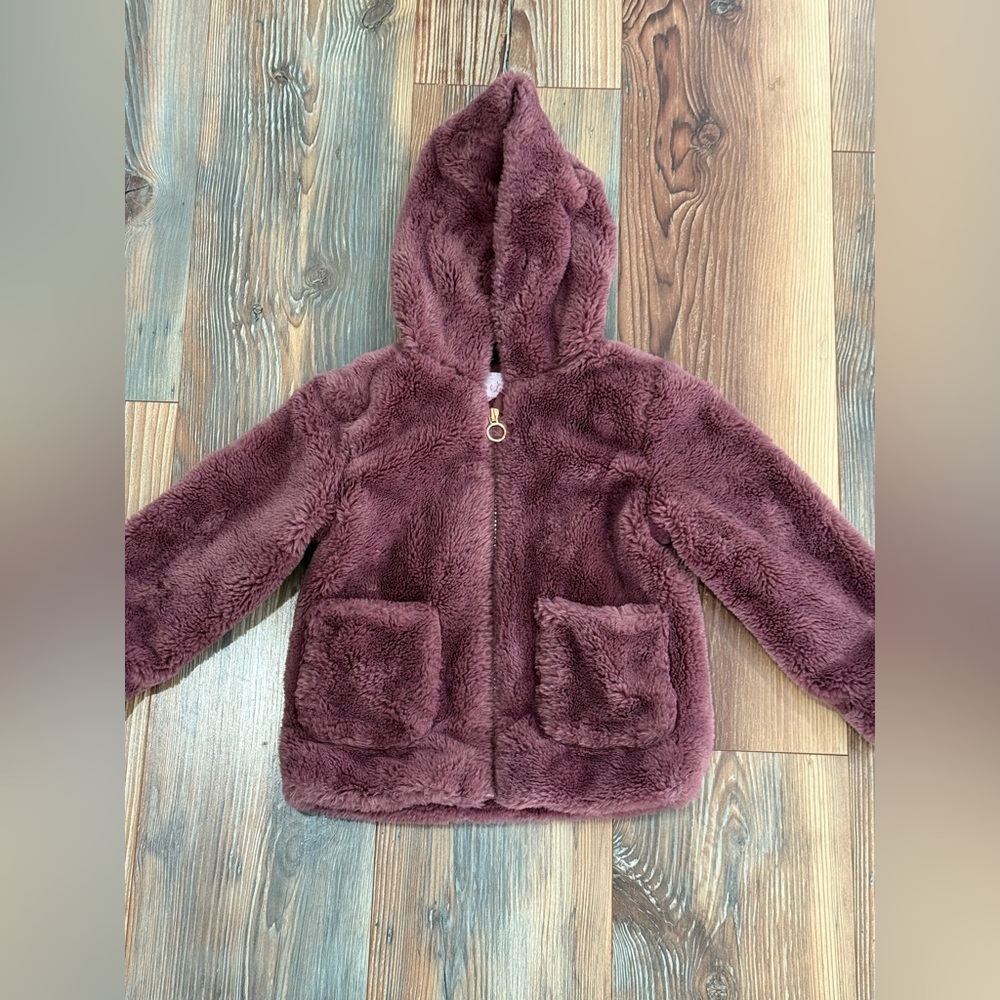 Liv & Lottie 4T Faux Fur Hooded Jacket in Mauve 814